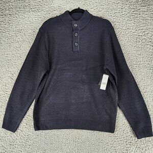 Liverpool Sweater Mens Large Blue Long Sleeve 1/4 Button  *NWT*